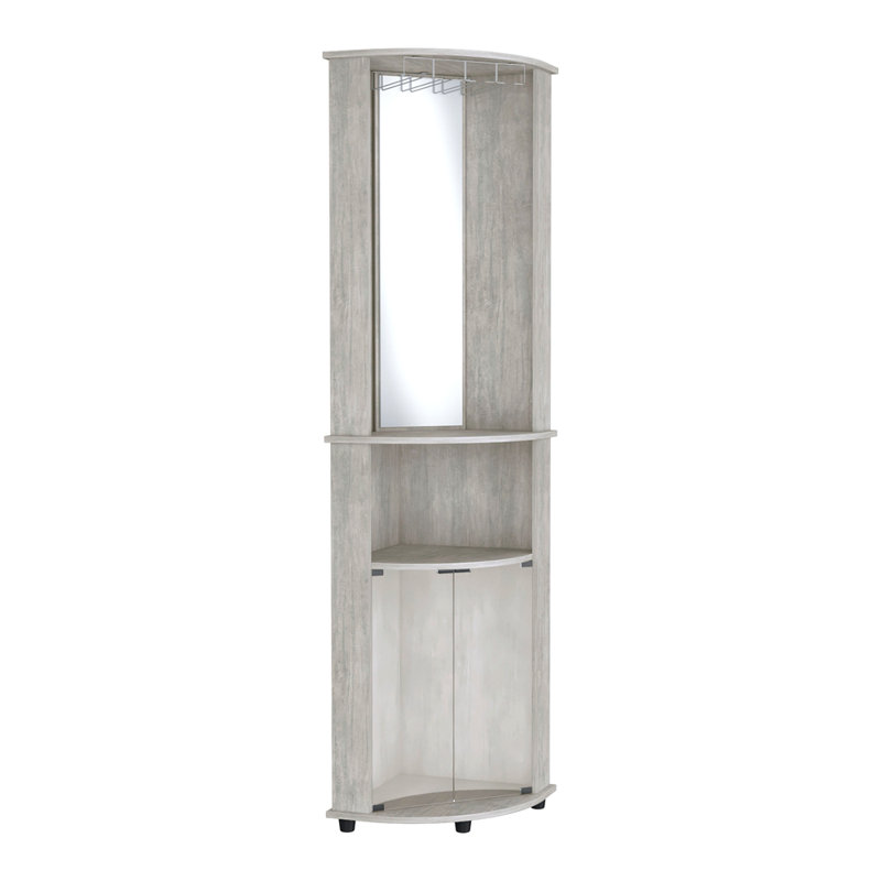 Armoire d'angle avec porte-verres et armoire inférieure, Gris