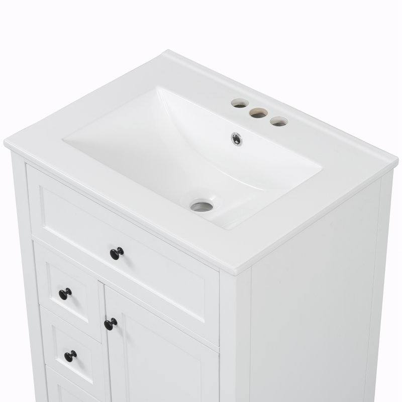 Meuble-lavabo de salle de bain avec lavabo, Blanc/Noir