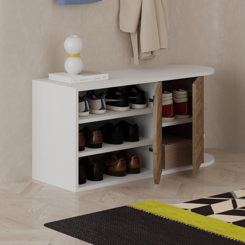 9 Pair Shoe Storage Cabinet, White/Hitit