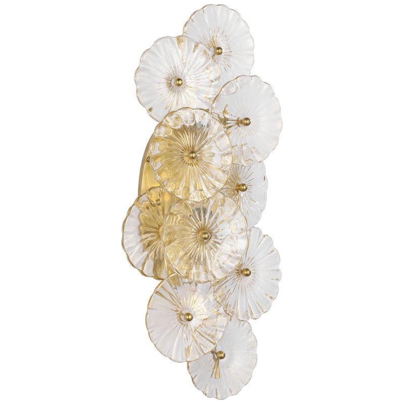 Julie Neill Gianna 21" Layered Sconce with Clear Glass, Gold, Hand-Rubbed Antique Brass