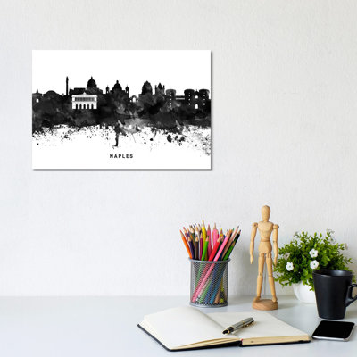 Naples Skyline Black & White - Wrapped Canvas Print