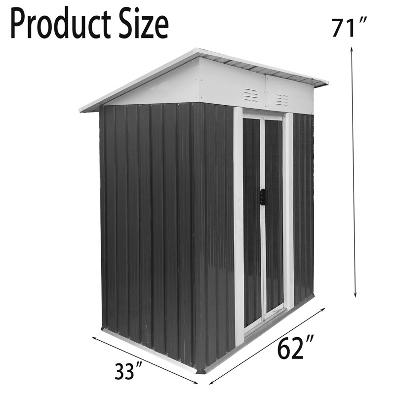 Outdoor Storage Sheds, 71" H x 62" W x 33" D, Green