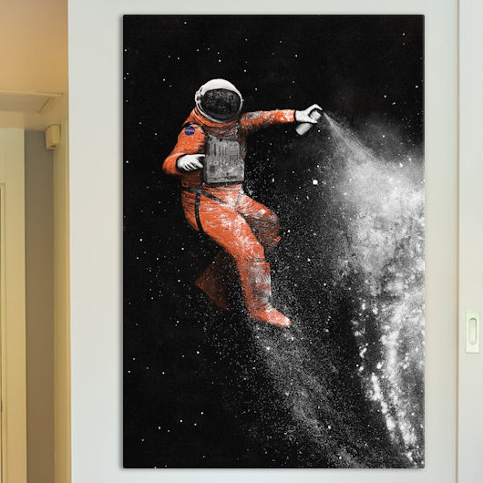 « astronaute », reproduction d’art sur toile tendue, H 12 po x l 8 po x P 0,75 po