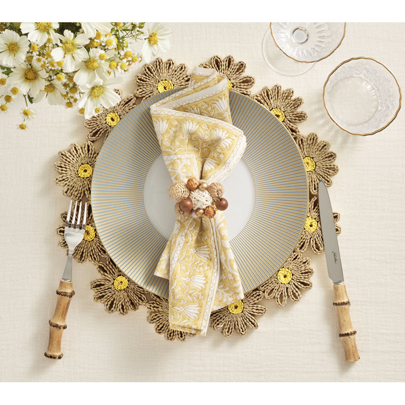 Daisy Placemat, Natural/Yellow