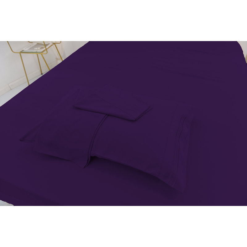 Ensemble de literie en rayonne de bambou, Mauve, Ensemble de draps pour lit simple TG + un drap-hou