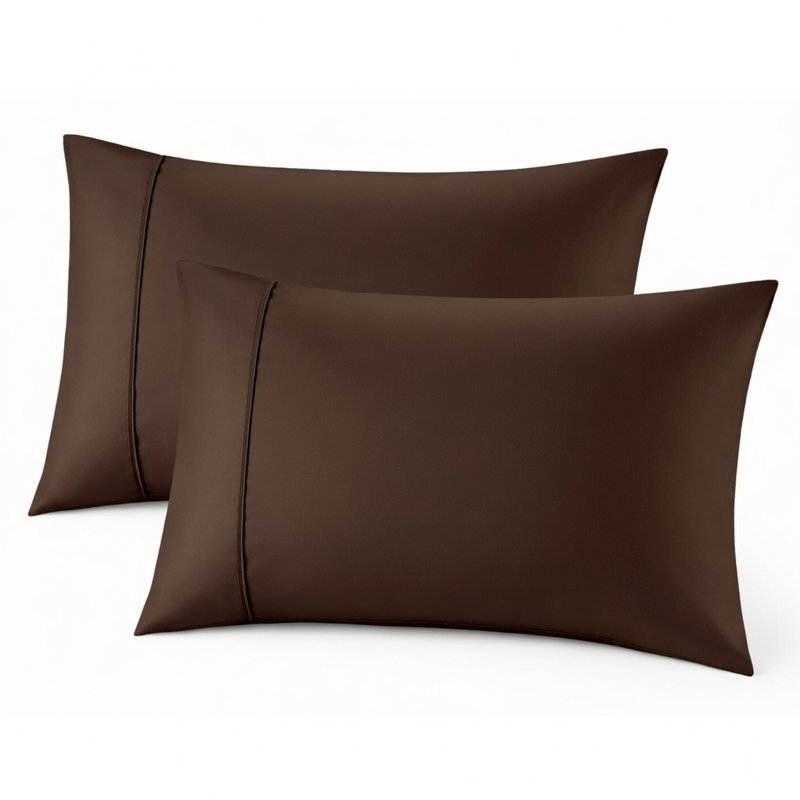 Cooling Bamboo Pillowcases, Set of 2 – Ultra Soft & Breathable, King, Brown