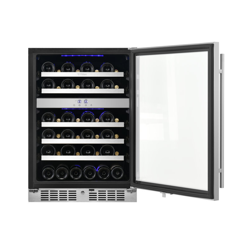 Wine Cooler - Transcend 24 in. 46 Bottle Seamless Stainless Steel Single Door Dual Zone Built-In