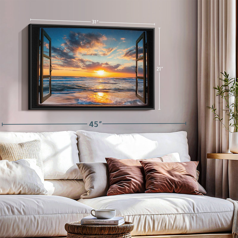 Plage «Window To Pacific Beach», reproduction sur toile, H 21 po x l 31 po