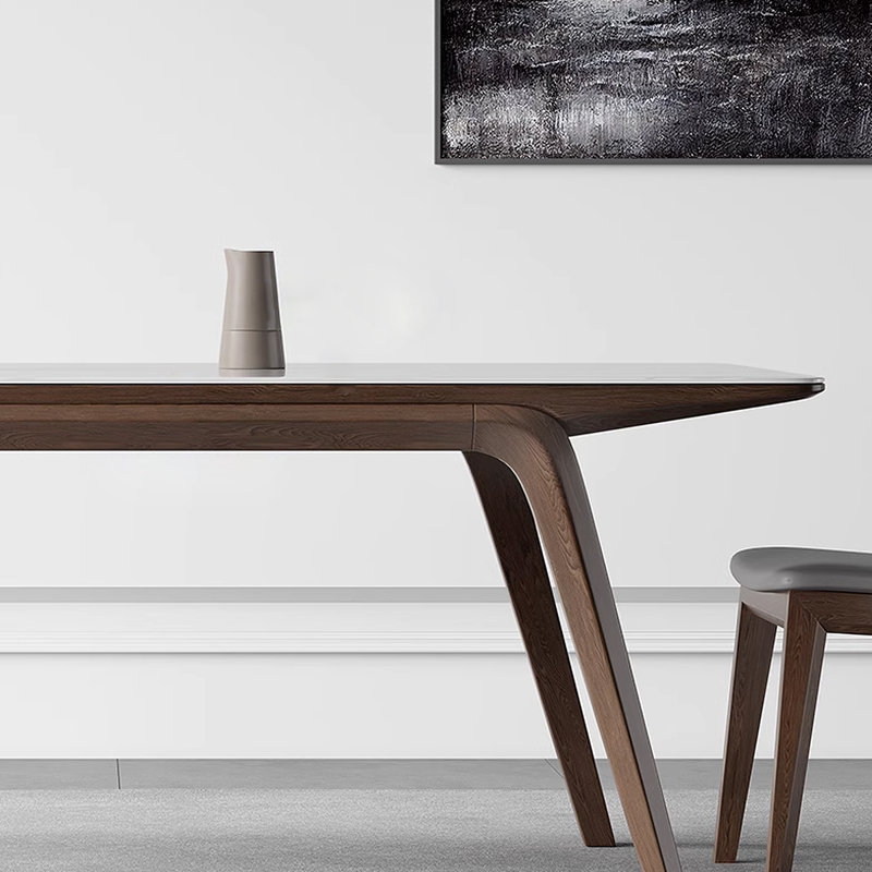 Rock Slab Rectangular Modern Simple Dining Table Four Leg Dining Set, 7