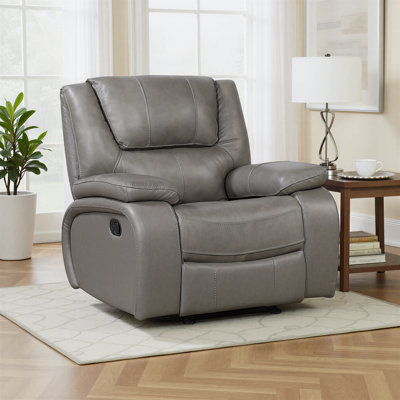 Fauteuil inclinable et oscillant en cuir de 39,5 po Mervela avec revêtement en cuir fleur, confort et mouvement doux