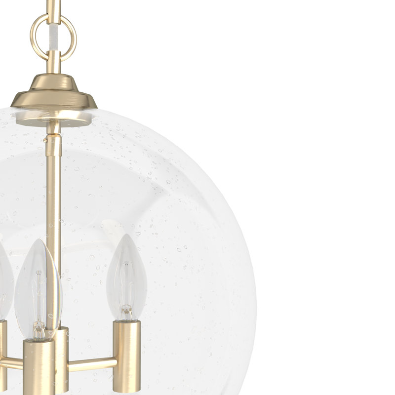 High Oaks 3 Light Globe Pendant, Palm Gold