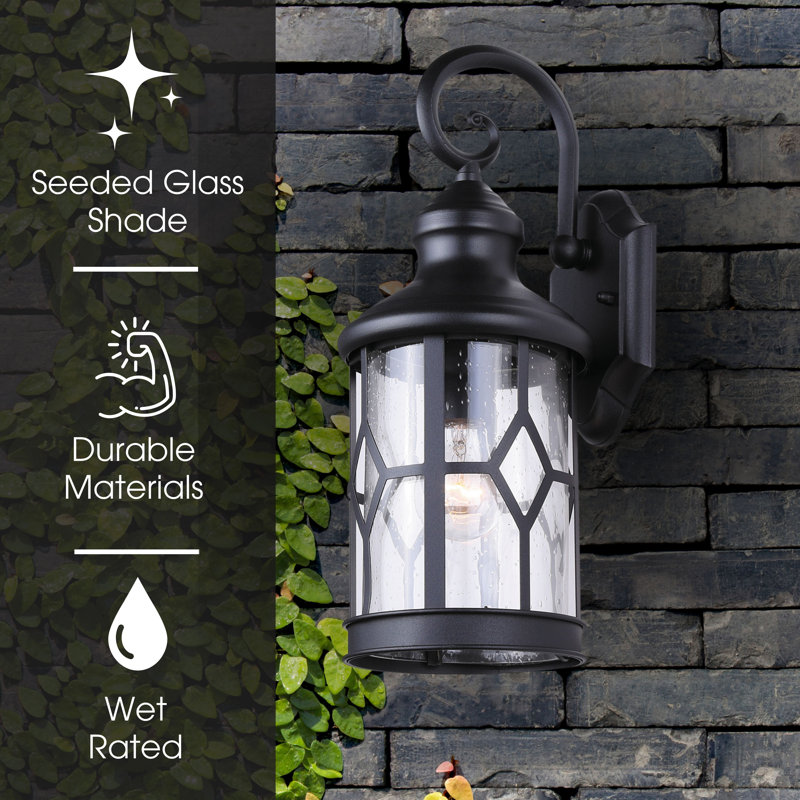 Asmahan Outdoor Wall Lantern, 16" H x 6.5" W x 7.75" D