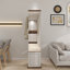 Armoire de rangement rotative à 360 ° avec miroir pleine longueur, 8 tablettes ouvertes des deux côtés