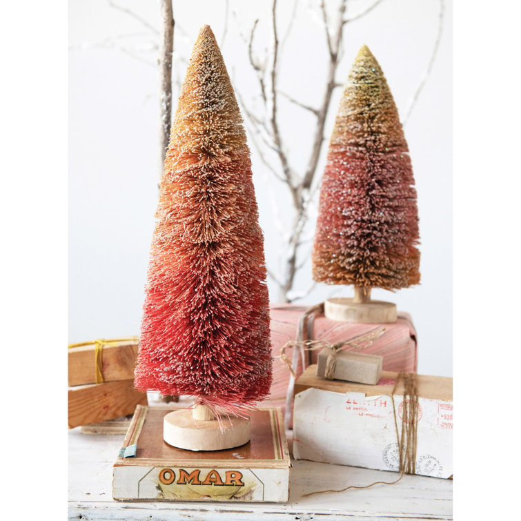 Sisal Bottle Brush Tabletop Tree Color: Pink Ombre, Size: 12 H x 5 W x 5 D