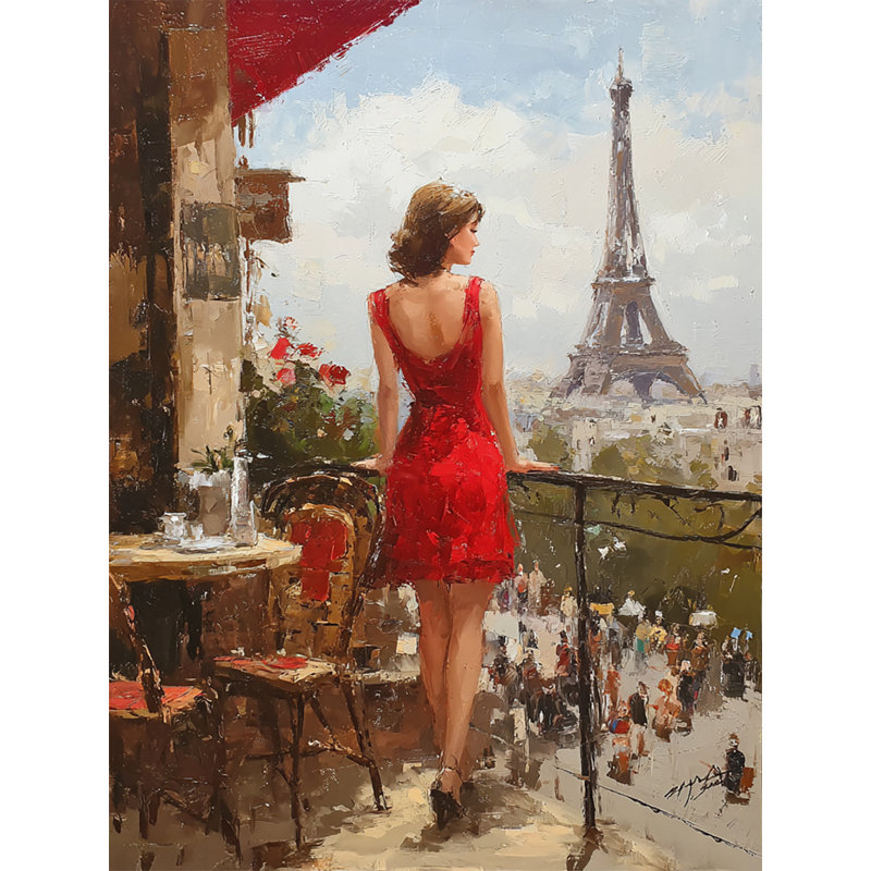 Balcon, vue sur Paris, art mural sur toile tendue