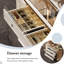 Commode vitrée de luxe 62,99 "avec tiroirs, présentoir à bijoux et sacs à main, armoire de bout de lit avec rangement à serrure d'empreinte digitale