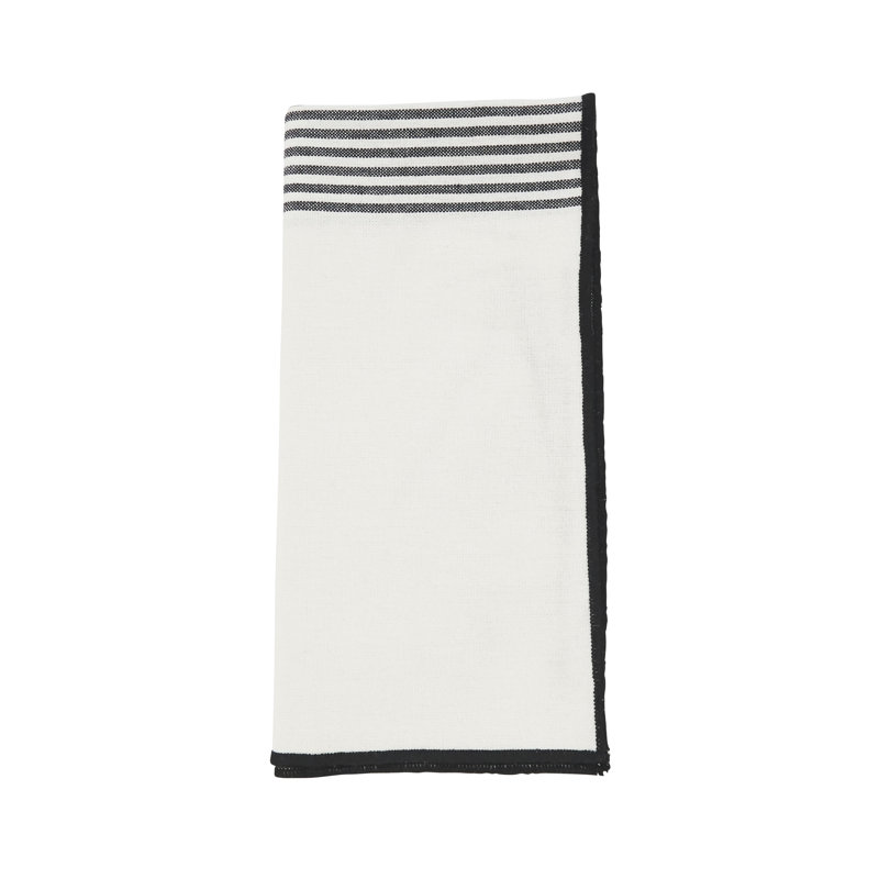 White and Black Striped Cotton Napkin Set of Four