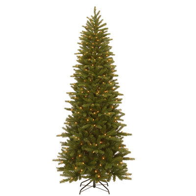 Slender Green Realistic Artificial Fir Christmas Tree with Incandescent Steady/Constant Lights