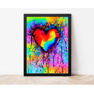 Heart Smashed Colourful - Heart Wall Art - Heart Print Wall Art Poster - Graffiti Print