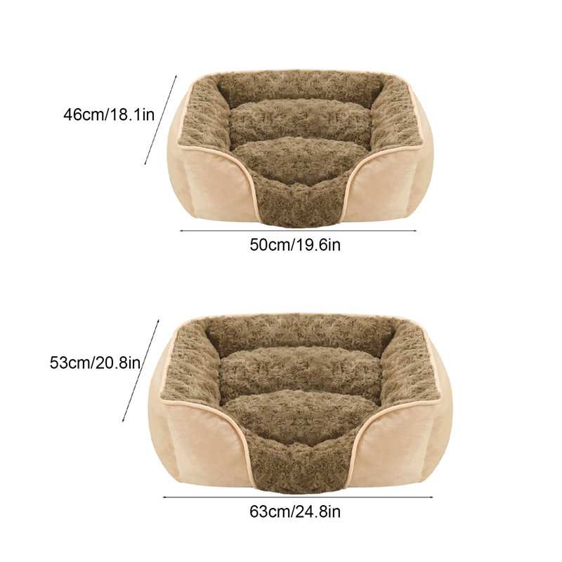 Canapé-lit rectangulaire pour animaux de compagnie lavable à la machine avec coussin amovible toutes saisons pour animaux de compagnie