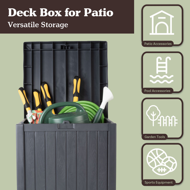 Outdoor Storage Box - 50 Gallon Deck Box for Pool Accessories or Patio Furniture Cushions - Deck Boxes Outdoor Waterproof Fade-Resistant by Pure Garden