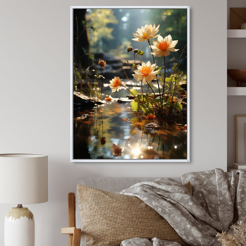 Wildflowers Garden Of Tranquility I, reproduction d'art sur toile, H 44 po x l 34 po, Cadre flottant blanc