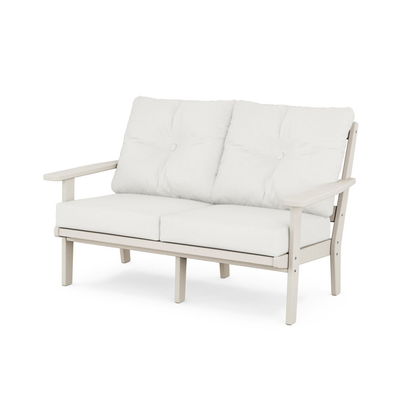 Lakeside Oxford Deep Seating Loveseat, Natural Linen, Green