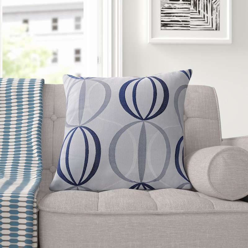 Maldonado Geometric Square Throw Pillow Cover, Pillow Cover Only - No Insert, Navy, 45cm H x 45cm W
