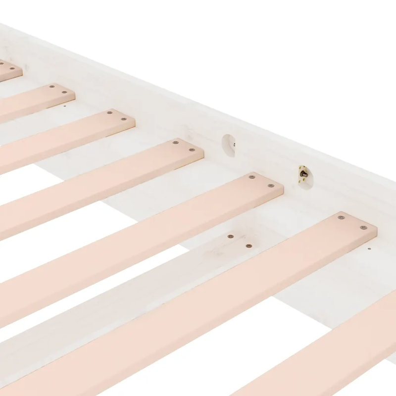 Bed Frame Solid Wood, white, European Single (90 x 200cm)