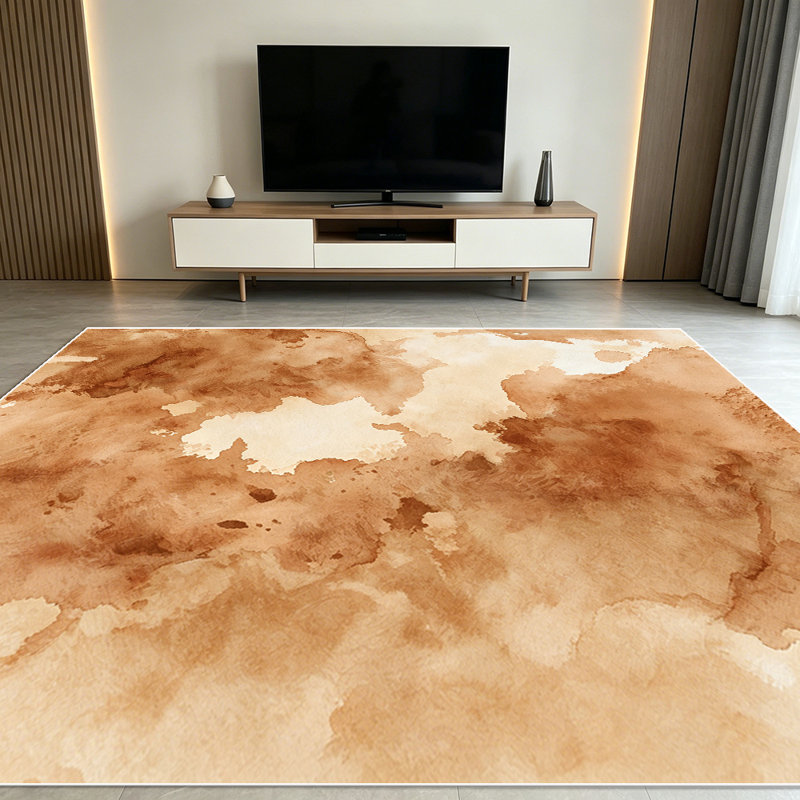 1PC Brown Abstract Watercolor Ink area rugs for Living Room, Soft and Comfortable, Suitable for all seasons, easy-to-maintain, machine washable Indoor floor mat, Under Table Farmhouse suitable for bedroom, dining room, entryway, home office, patio,