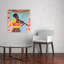 «Young Violinist In Focus Elegant Vibrant Abstract Portrait», reproduction d'art mural-129970034