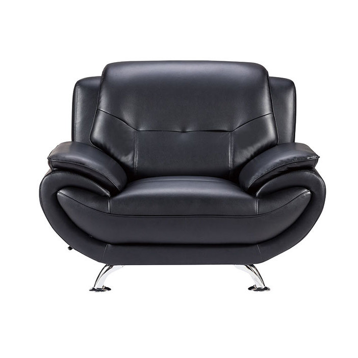 Sulayman 50" Wide Vegan Leather Armchair, Black Faux Leather