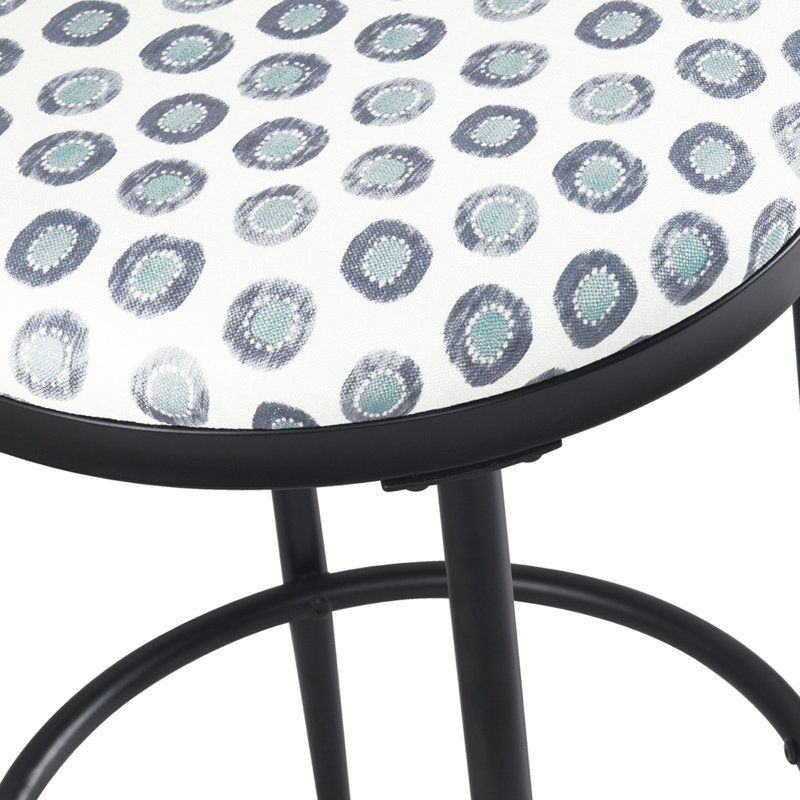 Ebern Designs Upholstered Metal Barstool, Small Medallion Ikat Print