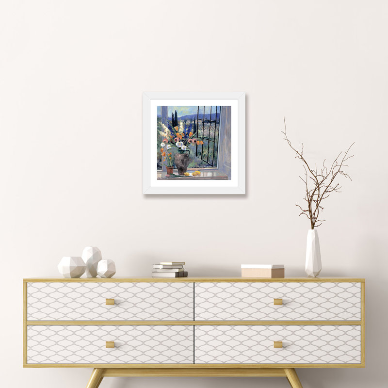 «Tuscany Hillside II» par Allayn Stevens - reproduction d'art, H 16 po x l 16 po x p 1 po, Papier encadré blanc