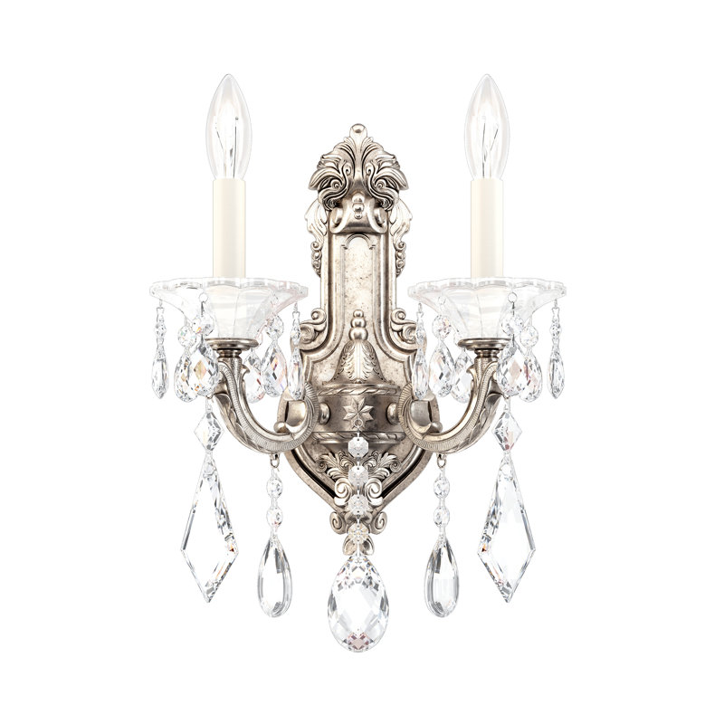 La Scala 2 - Light Candle Wall Light, Antique Silver, Handcut Clear