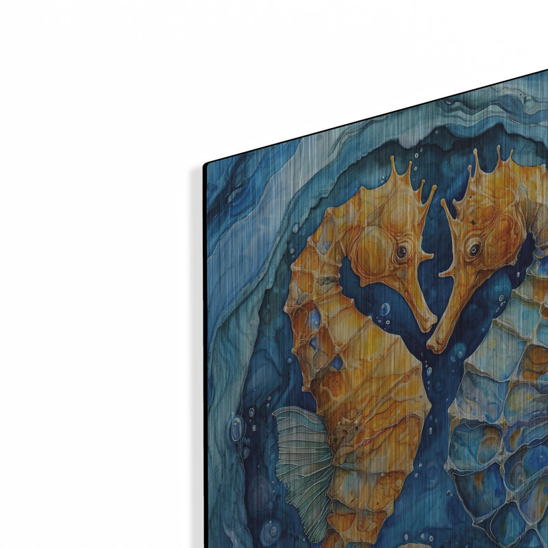 «Love In Te Sea 1» par Momart, art mural en métal, H 24 po x l 16 po
