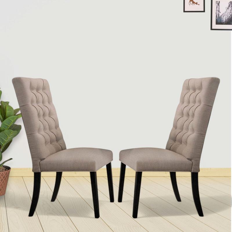 Chaise d'appoint Garnier en lin brun clair et noir rétro (ensemble de 2)