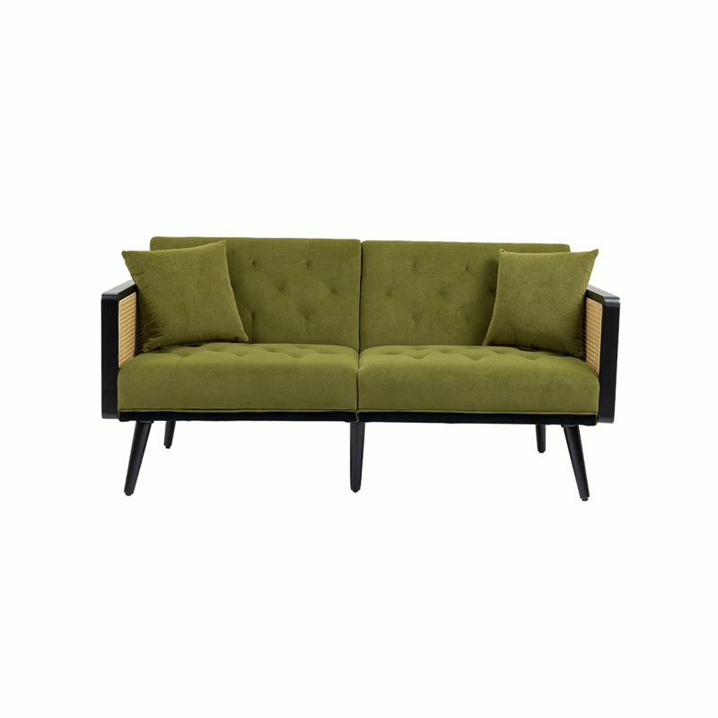 Causeuse rembourrée Arman, Velours vert olive