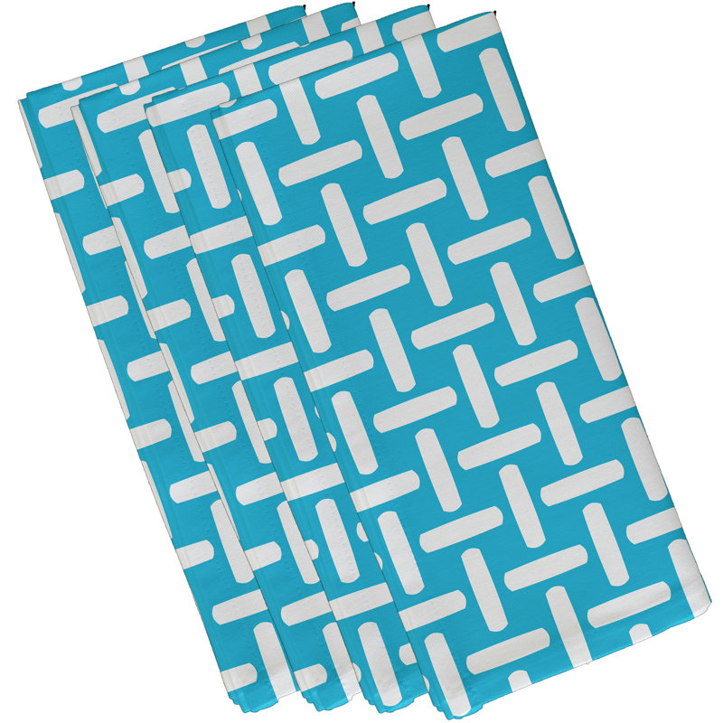 Kuse Polyester Geometric Square Napkin, 18" W x 18" L, Turquoise