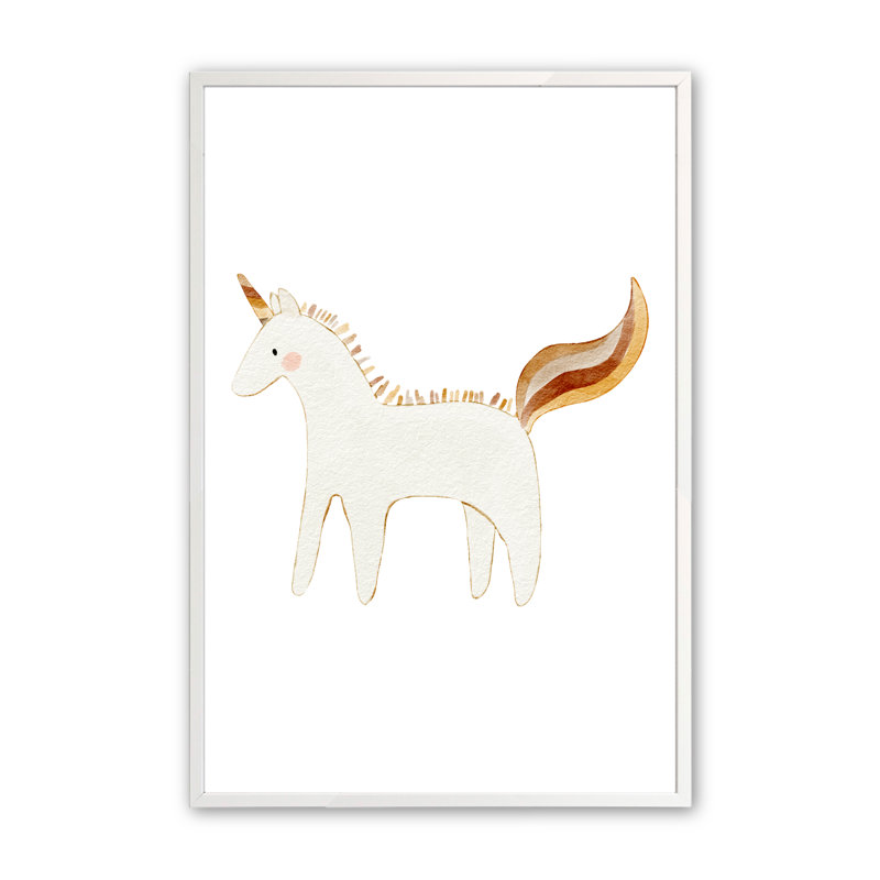 Art encadré de licorne mirari, H 16 po x l 12 po x P 1,25 po, Blanc opaque