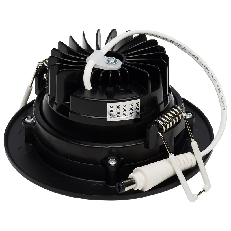 3.5" Round Selectable Color Temperature Dimmable Air-Tight IC Rated LED Canless Recessed Lighting Kit, Black