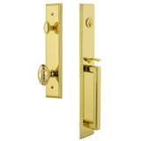 Carré Handleset with Single Cylinder Deadbolt and Grande Victorian Door Knob and Rosette