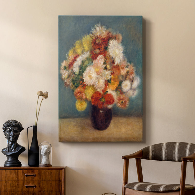 Chrysanthèmes colorés - galerie Cavas sur mesure, H 12 po x l 8 po