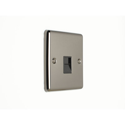 1 Gang Slave Telephone Enhance Range Black Trim Wall Mounted Socket