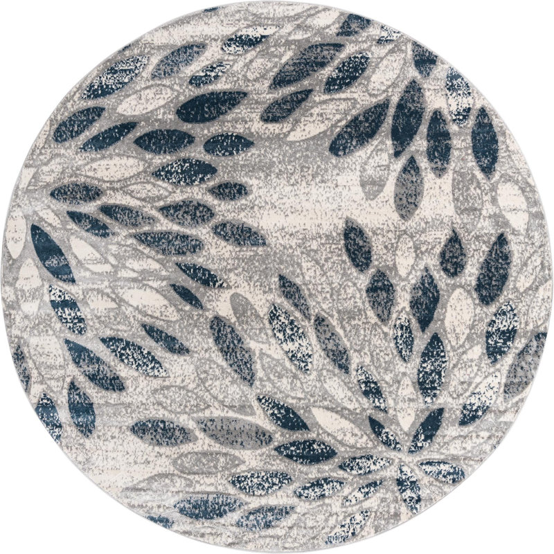 Aamia Abstract Area Rug, Round 8', Gray
