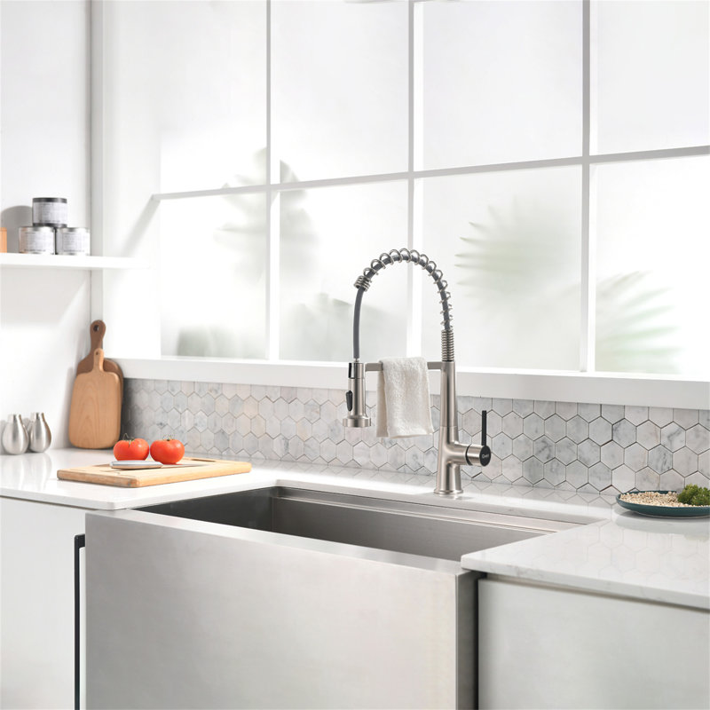 Faucet For Kitchen Sink, Kitchen Faucet With Pull Down Sprayer,  Modern Commercial Spring Pull-Out Kitchen Sink Faucet