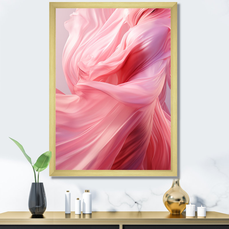 Rose radieux, crépuscule rêveur III, Cadre doré simple, H 32 po x l 16 po x P 1 po