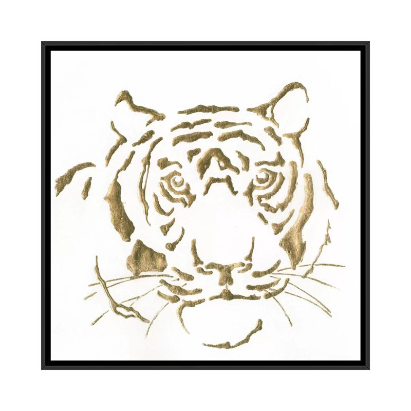 «Gilded Tiger», impression sur toile, H 18 po x l 18 po x P 1,5 po, Toile avec cadre noir, Pas de tapis