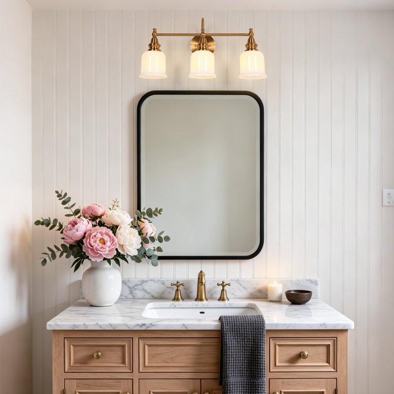 Cassiel  3-Light Dimmable Vanity Light, Brass