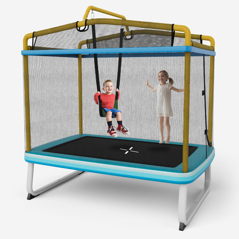 Crist Freeport Park 190cm x 124cm Rectangle with Safety Enclosure Kid / Toddler Trampoline
